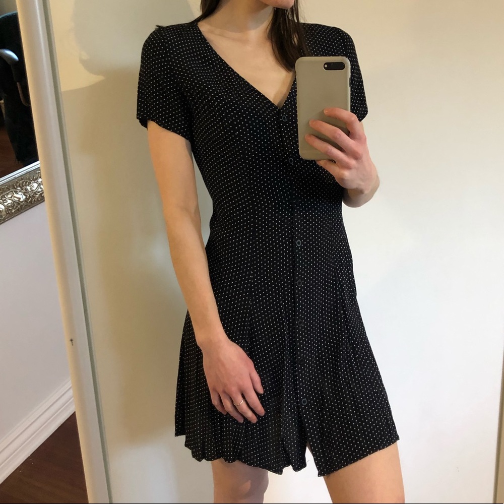 Brandy Mellville Black Polka Dot Mini Dress